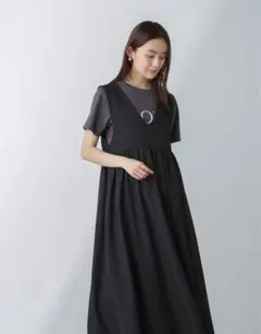 ナノユニバース 前後2wayギャザー切り替えワンピース　ジャンパースカート