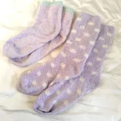 ヨ*ー様 もこもこ ルームソックス ラベンダー 2足セット