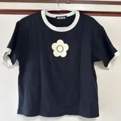 MARY QUANT デイジーロゴ 半袖Tシャツ ブラック