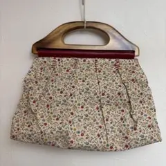 Via Repubblica 小花柄　バッグ 木製ハンドル