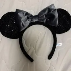 ディズニー ミニーちゃん　ベロアリボン ツイード　カチューシャ