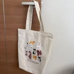 犬のイラスト付きキャンバストートバッグ