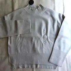 グローバルワーク✤メルティ袖ボタンスタンドプルオーバー✤L✤パールグレージュ