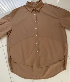 ブラウン 長袖シャツ レギュラーカラー