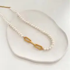 No933 lien pearl necklace：ネックレス パール ゴールド