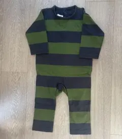 アニエスベー　ロンパース　紺緑ストライプ　サイズ1an