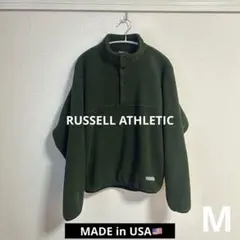 90sラッセルアスレチック フリース スナップT モスグリーン USA製