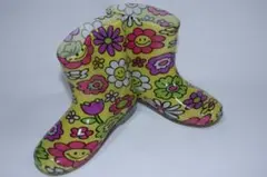 フラワースマイル柄長靴レインブーツ16cm