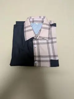 Mサイズ 黒とベージュのチェック柄ポロシャツ