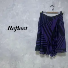 Reflect ミディスカート フレア 総柄 パープル ブラック M 4280