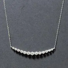 K18WG】ダイヤモンドスマイルラインネックレス 0.70ct ダイヤ13粒 