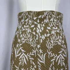 ZARA 刺繍 ロングスカート カーキ XSサイズ