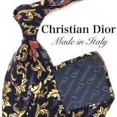【美品】Christian Dior ネクタイ 総柄 花柄ブラッ黒