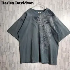 00s ハーレーダビッドソン Tシャツ アメリカ製 ロゴプリント 袖裾シングル