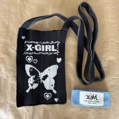 X-girl × KNT365 スマホショルダーバッグ ブラックバタフライ柄