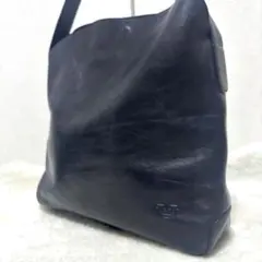 【希少】ヒロフ ワンショルダー レザー 濃紺 Hロゴ 大容量 A4のサムネイル
