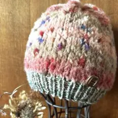 ♧手編み♧ウールの手編みのニット帽　No.127