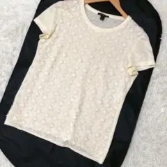 良品◎ルイヴィトン M モノグラム レース 半袖 Tシャツ オフホワイトのサムネイル