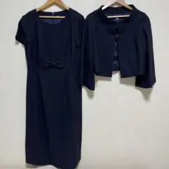 リボン付きダークネイビー ワンピース