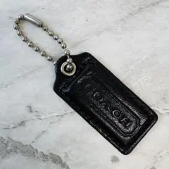 【美品】COACH コーチ レザー ハングタグ チャーム キーホルダー ブラック