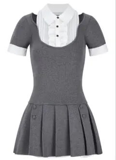 ワンピース ANDWANG Grace Pleated Docking Mini Dress Grace Pleated Docking Mini Dress gray - メルカリ