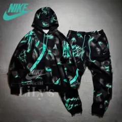 【Ｓサイズ】Nikeセットアップ　黒青　ターコイズ　裏起毛　ティファニーブルーのサムネイル
