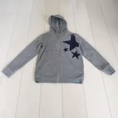 グレー 星プリント ジップアップパーカー 140