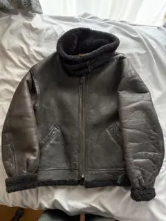 【米国製】年代物AVIREX フライトジャケットB-3 ムートン　羊革ブラック