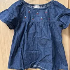 デニム刺繍半袖シャツ 120