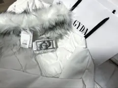 GDベルト付きフェイクレザーショートダウンコート ホワイト