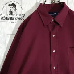 人気 ポロゴルフ ラルフローレン 長袖シャツ 2XL レッド ヘリンボーン 古着