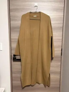 GU ブラウン オープンフロント　ロングカーディガン