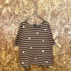 PEARLY GATES 半袖Tシャツ ボーダー 花柄 ブラウン ピンク Sのサムネイル