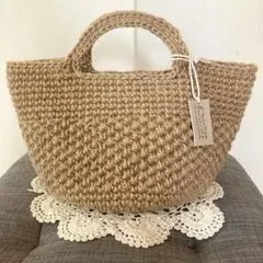 ハンドメイド｜麻紐バッグ｜麻ひもバッグ｜5面モチーフ編み フラワー