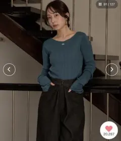 mideal long sleeve rib knit/ロングスリーブリブニット