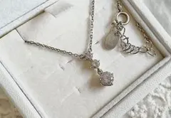 4℃ 3連ストーンネックレスシルバー