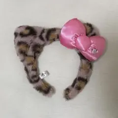 ユニバ ハローキティ カチューシャ ヒョウ柄 ピンク リボン