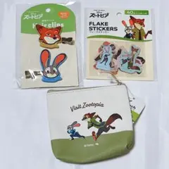 ズートピア フェイクレザーポーチ 前髪クリップ フレークシール