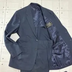 【美品】ネイビー 無地 シングル セットアップスーツ シンプル L