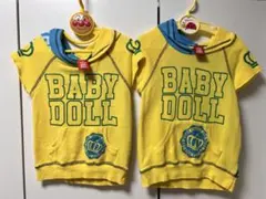 BABYDOLL フード付きトレーナー イエロー/ブルー