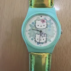 Hello Kitty 腕時計 グリーン 稼動品 ジャンク品のサムネイル