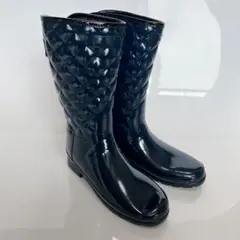 美品 HUNTER ハンター キルティングレインブーツ ブラウンJP25.0cm