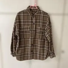 チェック柄 長袖シャツ ブラウン