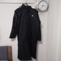 adidas ベンチコート S 黒 フリース裏地