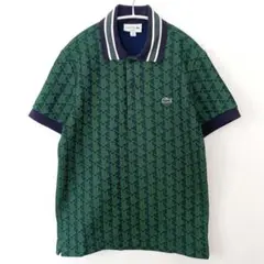 ラコステ　ポロシャツ　刺繍ロゴ　裏地青　緑　FR 2 US XS トップス　半袖