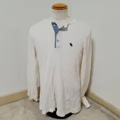 Abercrombie&Fitch ヘンリーネック ロンT【M】白 アバクロのサムネイル