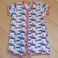 PETIT BATEAU 車とエッフェル塔柄ロンパース 12m
