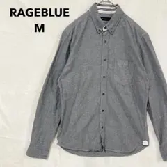 RAGEBLUE レイジブルー 長袖シャツ ボタンダウン M グレー 綿100%