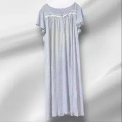 ナイトドレス ルームウェア ワンピース 小花柄 ラベンダー レース L相当