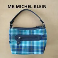 まずまず良MK MICHEL KLEINハンドバッグチェックMKミッシェルクラン